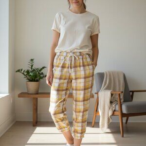 Gap Yellow And Brown Plaid Pajama Pants